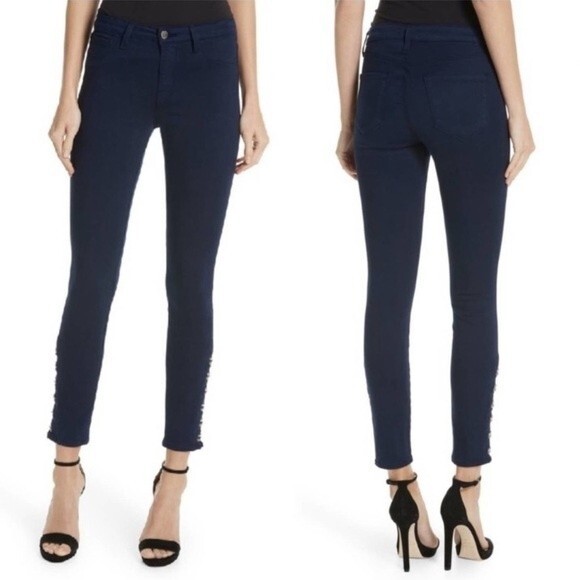 L’Agence Marlo Oxford Skinny High Rise Silver Clasp Ankle Length Jeans 24 - Picture 1 of 7